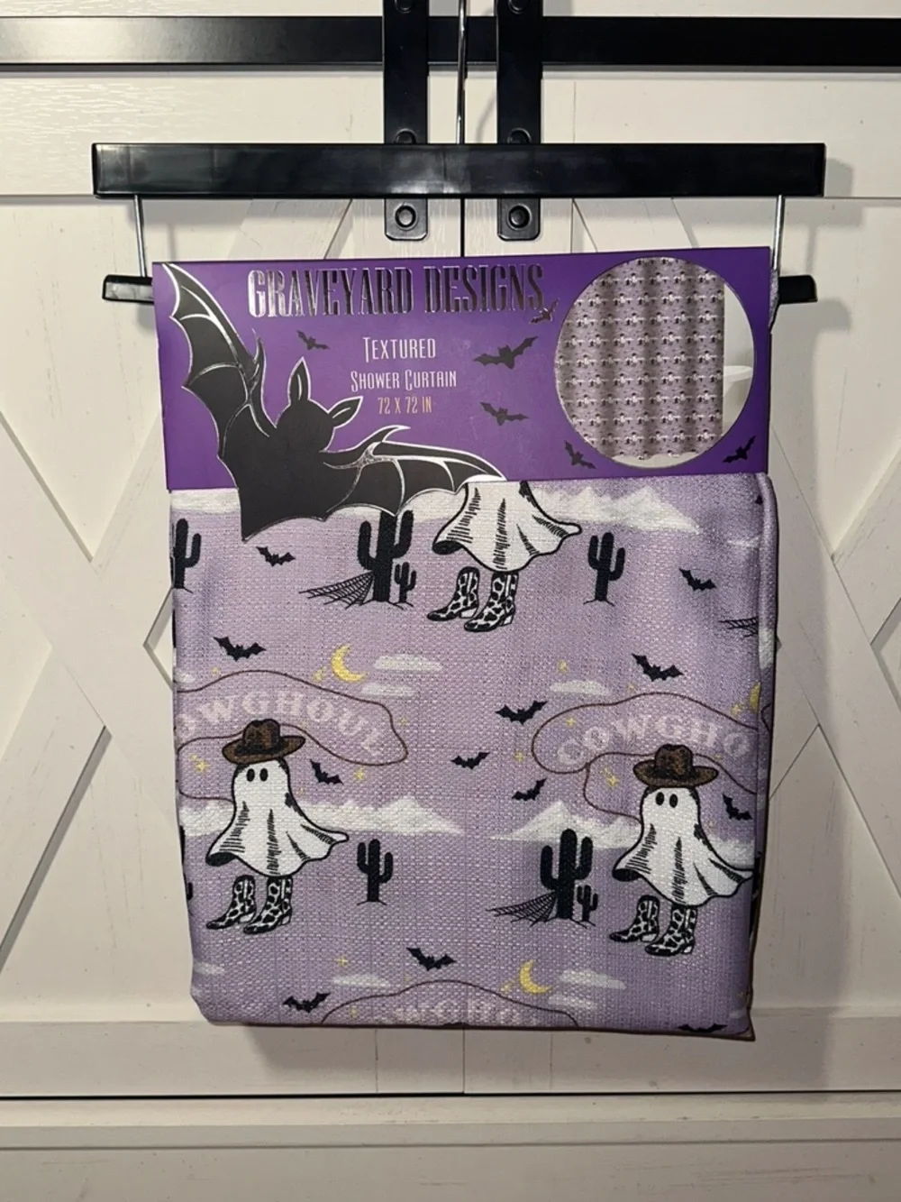 Graveyard Designs Purple Cowgirl Ghost Shower Curtain